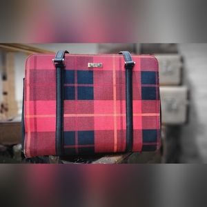 Authentic Kate Spade Red Plaid Tote Bag Purse